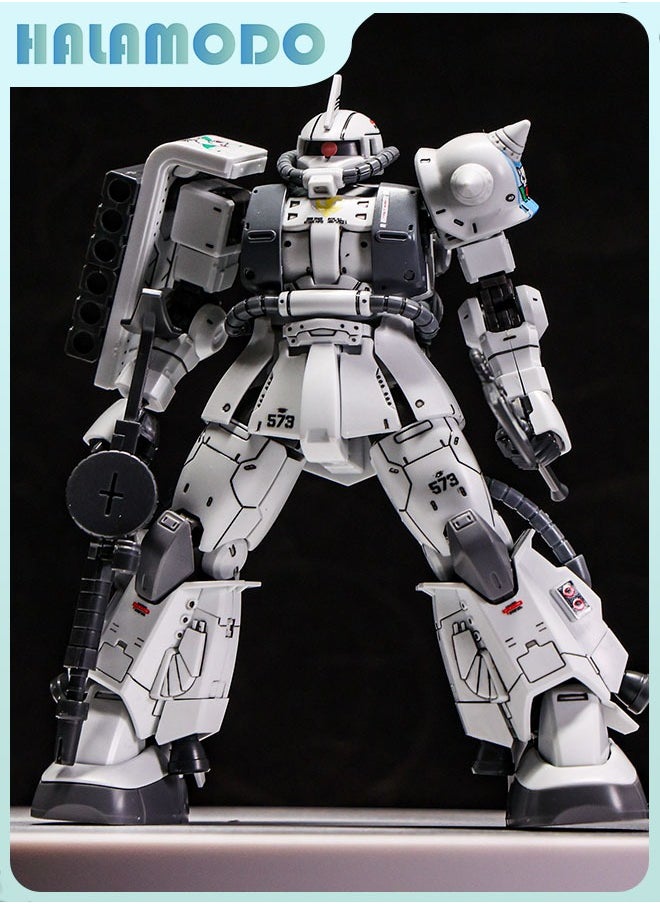 HALAMODO Gundam Xingdong - GTO Zaku White Wolf Matsunaga Shin Action Figure Mecha Warrior Assembly Model with Stand, a Super Cool Desktop Decoration, an Assembly Toy Loved by Both Boys and Girls  - Image 3
