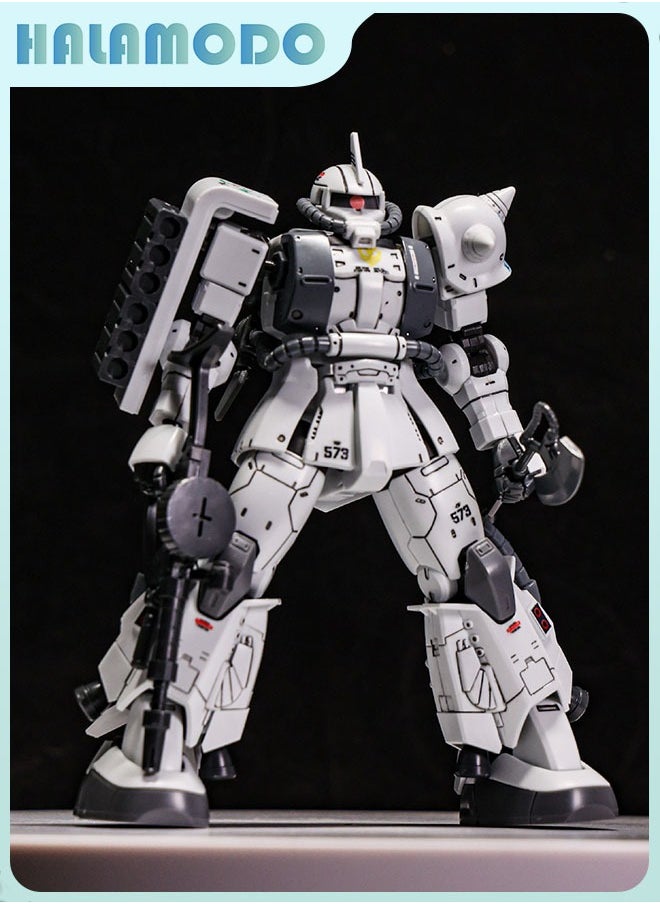 HALAMODO Gundam Xingdong - GTO Zaku White Wolf Matsunaga Shin Action Figure Mecha Warrior Assembly Model with Stand, a Super Cool Desktop Decoration, an Assembly Toy Loved by Both Boys and Girls  - Image 1