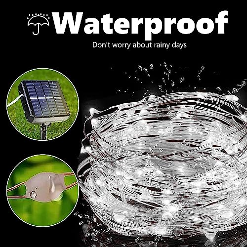 Joomer Solar Fairy Lights, 2-Pack Total 80FT 240LED Solar String Lights Outdoor Waterproof 8 Lighting Modes for Patio Fence Party Garden Yard Home Holiday Tree Outdoor Decoration (White) - Image 5
