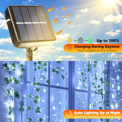Joomer Solar Fairy Lights, 2-Pack Total 80FT 240LED Solar String Lights Outdoor Waterproof 8 Lighting Modes for Patio Fence Party Garden Yard Home Holiday Tree Outdoor Decoration (White) - Image 2