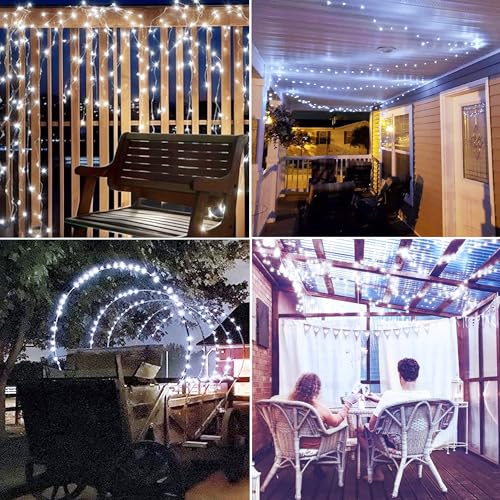 Joomer Solar Fairy Lights, 2-Pack Total 80FT 240LED Solar String Lights Outdoor Waterproof 8 Lighting Modes for Patio Fence Party Garden Yard Home Holiday Tree Outdoor Decoration (White) - Image 4