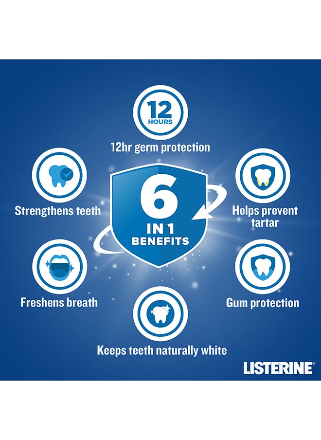 Listerine Total Care Tartar Protect 6 Benefit Fluoride Mouthwash For Naturally White Teeth 250ml  - Image 4