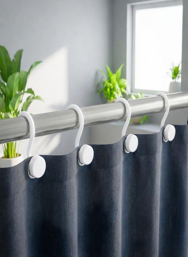 Bathway White Shower Curtain Rings, Plastic Shower Curtain Hooks, Bathroom Curtain Hooks, Modern Decorative Shower Curtain Hangers Set of 12, Rounded-Tail Design - Image 1