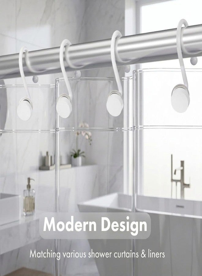 Bathway White Shower Curtain Rings, Plastic Shower Curtain Hooks, Bathroom Curtain Hooks, Modern Decorative Shower Curtain Hangers Set of 12, Rounded-Tail Design - Image 3