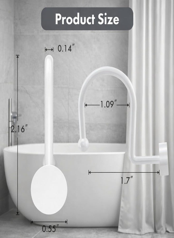 Bathway White Shower Curtain Rings, Plastic Shower Curtain Hooks, Bathroom Curtain Hooks, Modern Decorative Shower Curtain Hangers Set of 12, Rounded-Tail Design - Image 2