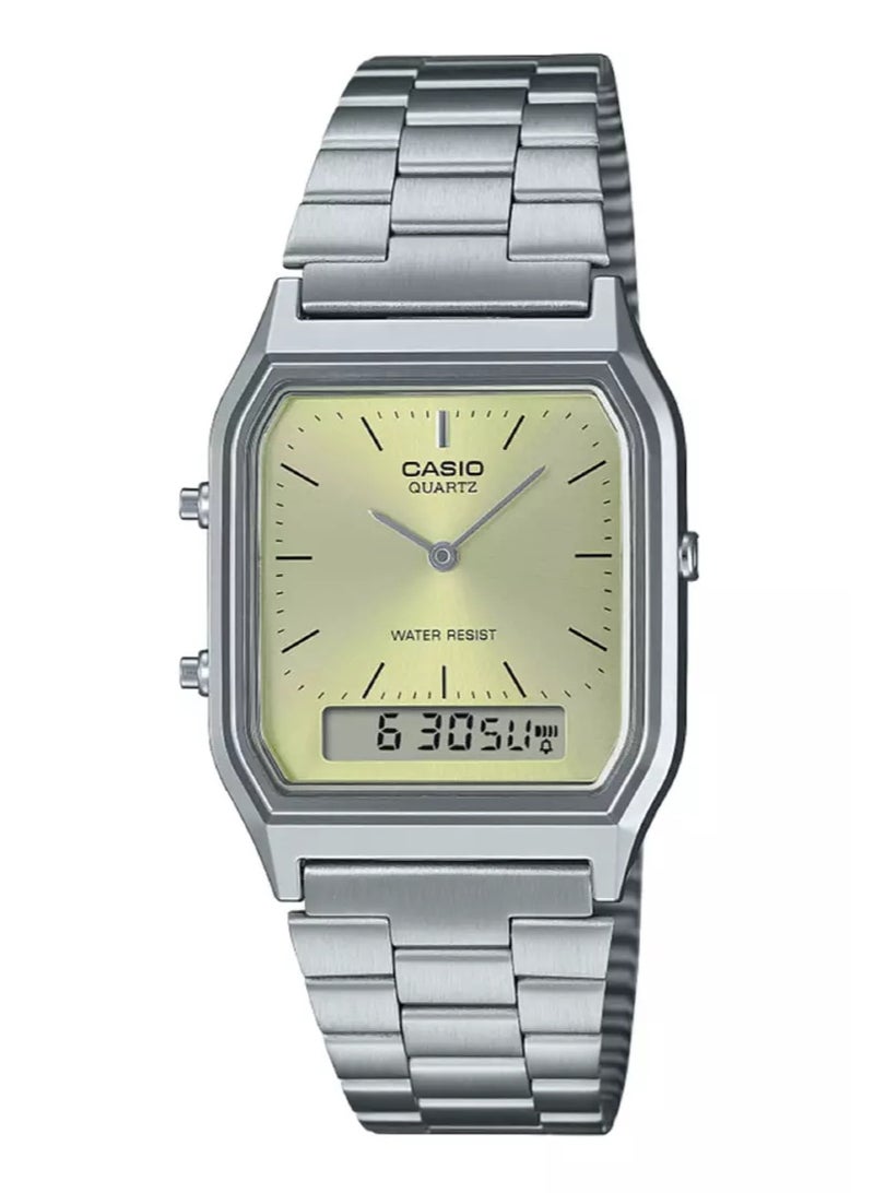 CASIO Champagne Dial Retro Dual Time Vintage Series Analog Digital Unisex Watch AQ-230A-9A - Image 1