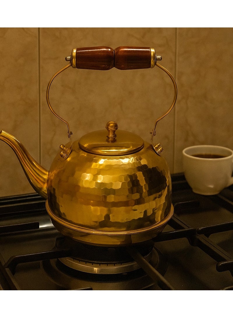 Royal Stainless Steel Tea Kettle – Whistling Stove Top Teapot, Classic Water Pot with Wooden Handle, Rust Resistant, Induction & Gas Friendly 2 Liter Gold - Image 2