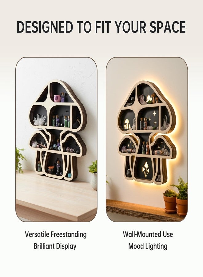 FNYDOX LED Mushroom Decor Cute Mushroom Floating Shelves, Crystal Shelf Display for Wall, Rock Gem Stone Storage Organizer, Trinkets Holder, Knick Knack Shelf, Mushroom Item, Unique Gift for Mushroom Lovers - Image 4