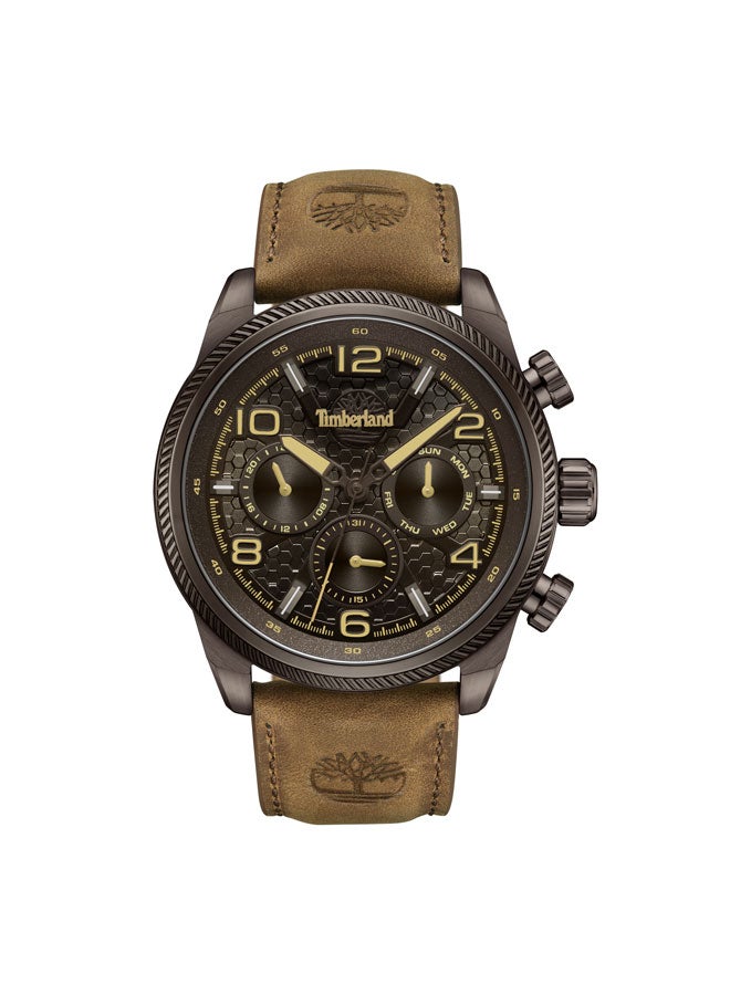 Timberland Men Henniker Ii 46 mm Men's Multifunction Watch Brown Dial  & Brown Leather Strap - Image 1