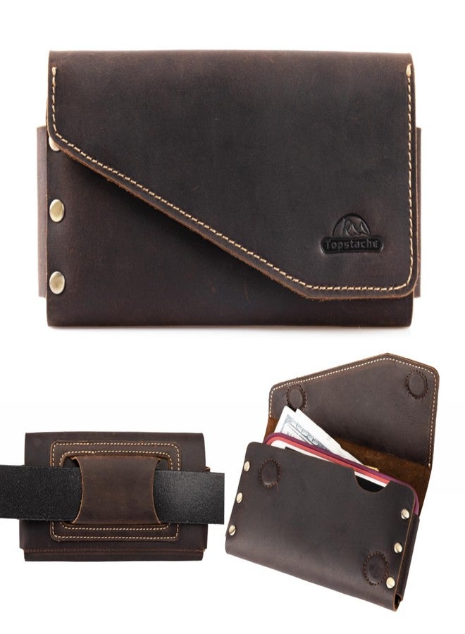 Topstache Leather Phone Pouch,S22 Ultra Belt Holder,iPhone 13 Pro Max Case for Belt,Universal Smartphone Leather Belt Pouch,Leather Phone Holster for Otterbox Case,Flip Cellphone case for Men - Image 1