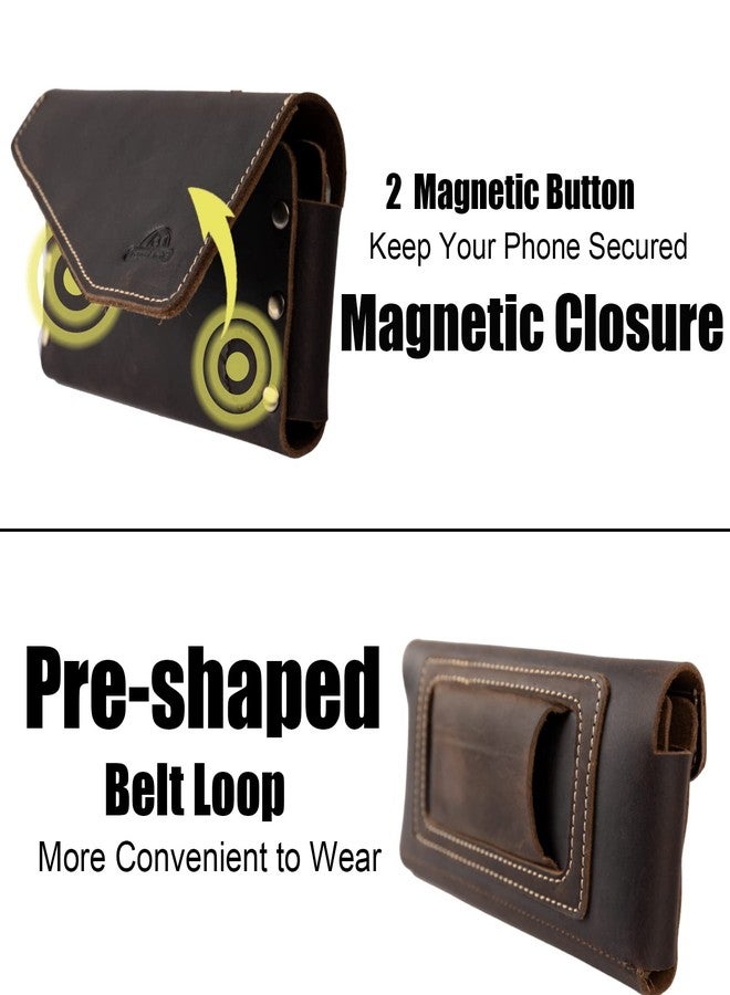 Topstache Leather Phone Pouch,S22 Ultra Belt Holder,iPhone 13 Pro Max Case for Belt,Universal Smartphone Leather Belt Pouch,Leather Phone Holster for Otterbox Case,Flip Cellphone case for Men - Image 5
