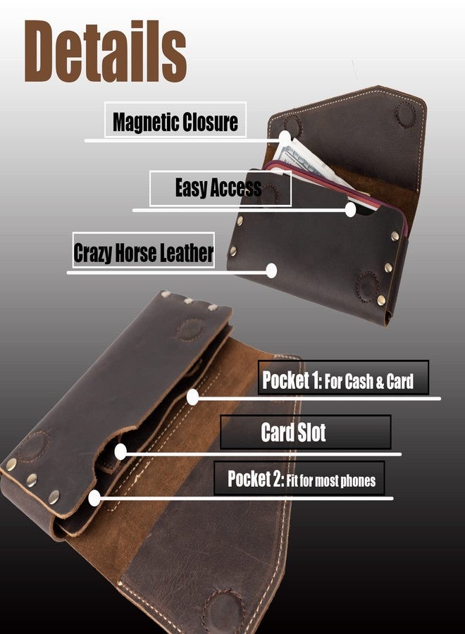 Topstache Leather Phone Pouch,S22 Ultra Belt Holder,iPhone 13 Pro Max Case for Belt,Universal Smartphone Leather Belt Pouch,Leather Phone Holster for Otterbox Case,Flip Cellphone case for Men - Image 4