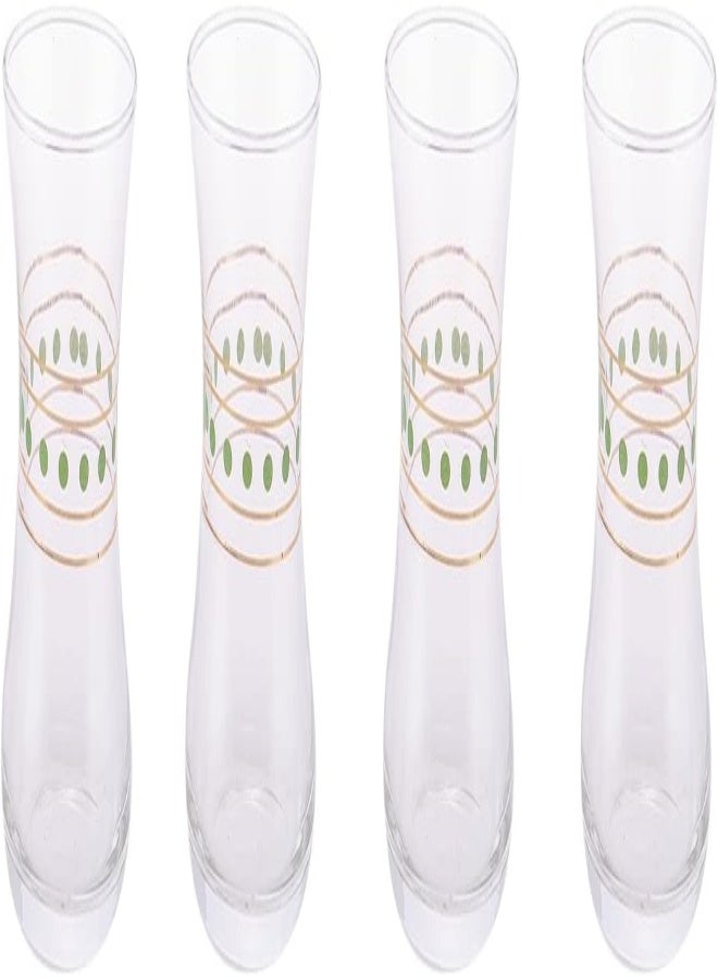 AKDC 4Pcs Tea Glass Set L(6CM) XW(6CM) XH(9CM) Transparent with green dots - Image 5