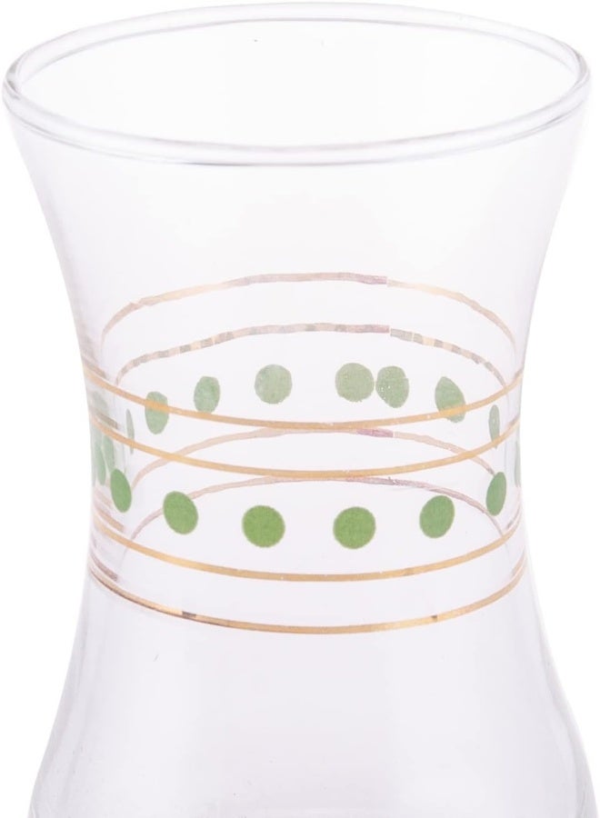 AKDC 4Pcs Tea Glass Set L(6CM) XW(6CM) XH(9CM) Transparent with green dots - Image 4