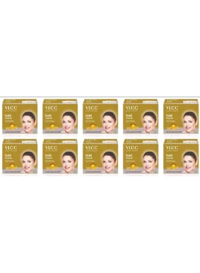 VLCC Gold Facial Kit (6 Items in single box) - Pack of 10 (60 GM X 10) For Radiant Complexion (60 x 10 g) - Image 3