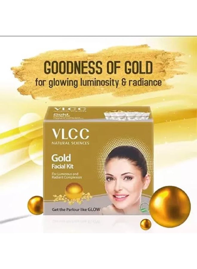 VLCC Gold Facial Kit (6 Items in single box) - Pack of 10 (60 GM X 10) For Radiant Complexion (60 x 10 g) - Image 1