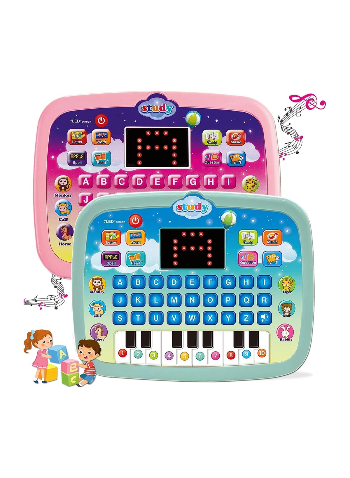 TOY GARDEN Assorted Color Kids Learning Tablet for Toddlers with LED ...