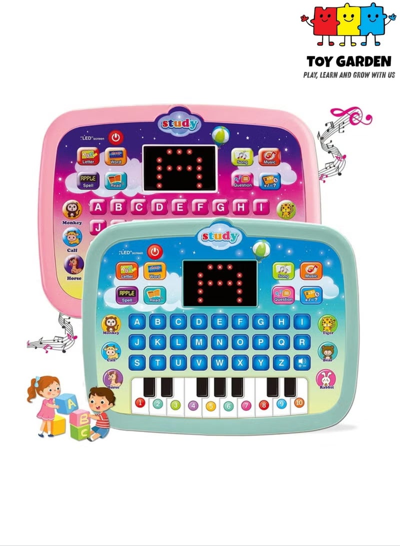 حديقة الألعاب جهاز لوحي تعليمي للأطفال الصغار بألوان متنوعة مع شاشة LED | لعبة تعليمية تفاعلية لتعليم الأبجدية والأرقام والكلمات والموسيقى والرياضيات | لوحة إلكترونية مونتيسوري للنمو المبكر للأولاد والبنات من سن 3 إلى 6 سنوات | هدية لوحي تعليمي ذكي للأطفال - Image 1