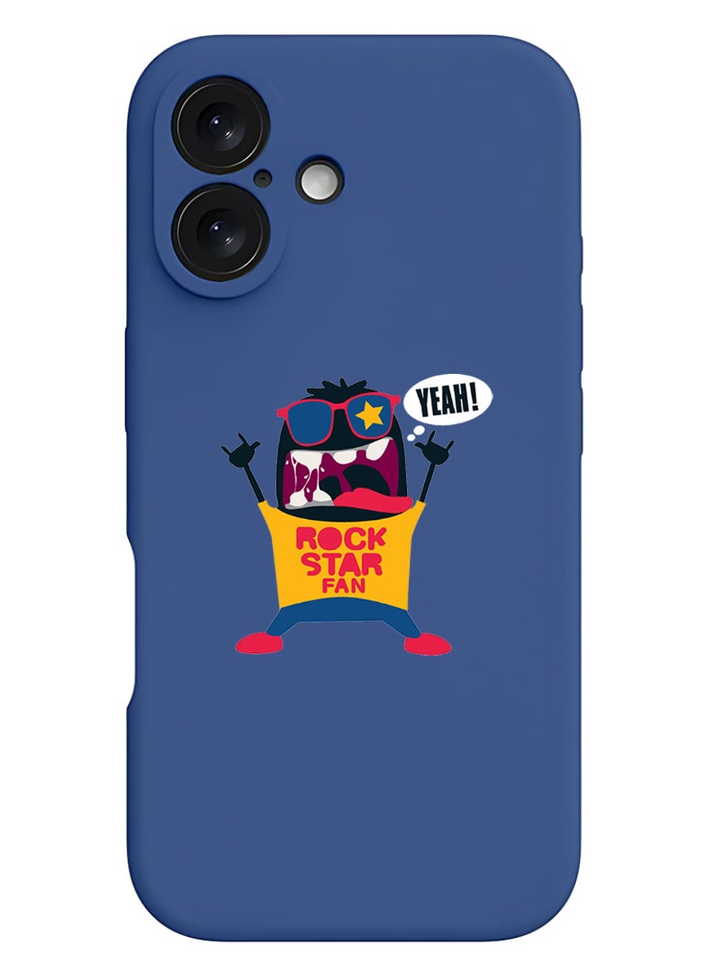 Theodor iPhone 16 Plus Blue Protective Slim Fit Case Liquid Silicone Cover with Full Body Protection Anti-Scratch Shockproof Case For iPhone - Rock Star Fan - Image 1