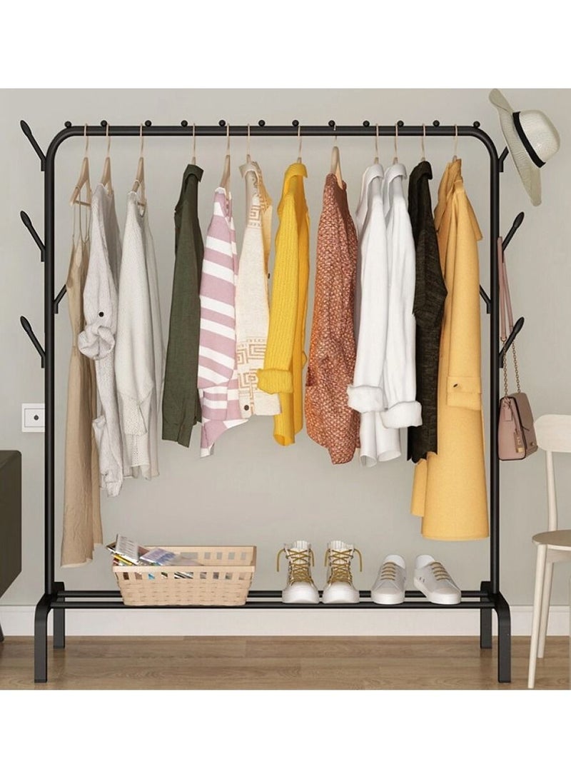 DubaiGallery Multipurpose Clothing Garment Rack with Bottom Shelves,Metal Clothes Stand Rack with Rod and Lower Storage Shelf, Heavy Duty Coat Rack and Shoe Bench Storage Stand for Indoor Bedroom - Image 1