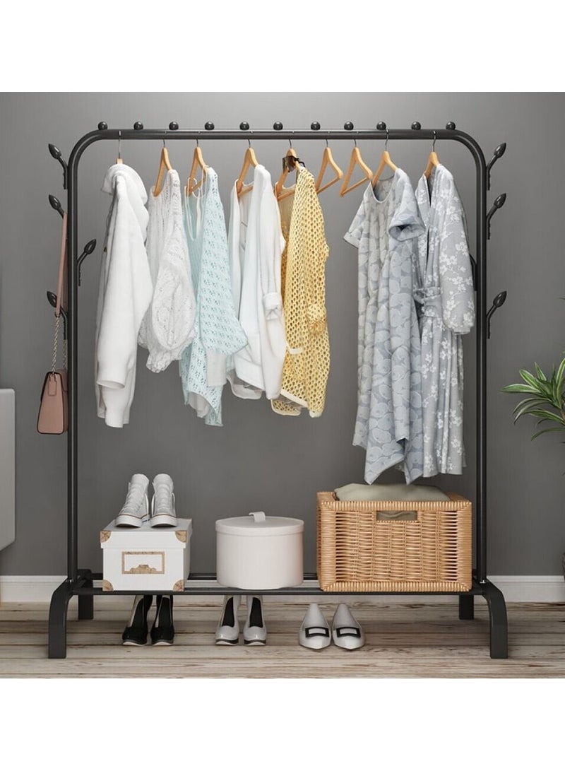 DubaiGallery Multipurpose Clothing Garment Rack with Bottom Shelves,Metal Clothes Stand Rack with Rod and Lower Storage Shelf, Heavy Duty Coat Rack and Shoe Bench Storage Stand for Indoor Bedroom - Image 3