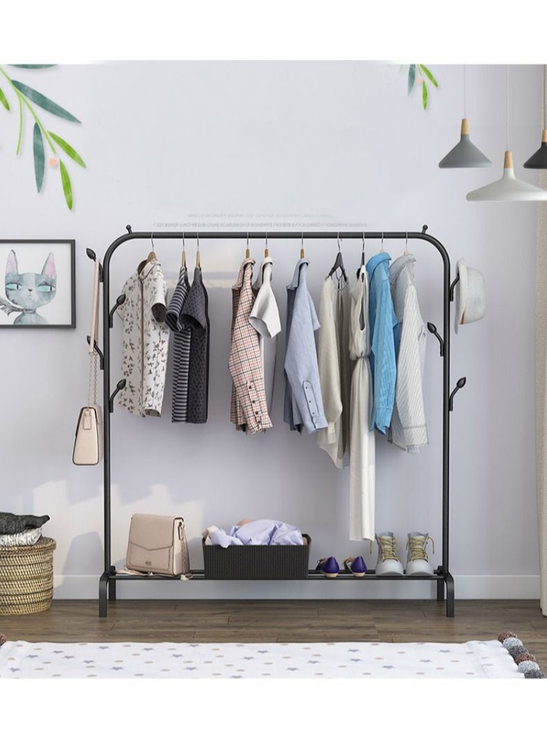 DubaiGallery Multipurpose Clothing Garment Rack with Bottom Shelves,Metal Clothes Stand Rack with Rod and Lower Storage Shelf, Heavy Duty Coat Rack and Shoe Bench Storage Stand for Indoor Bedroom - Image 4