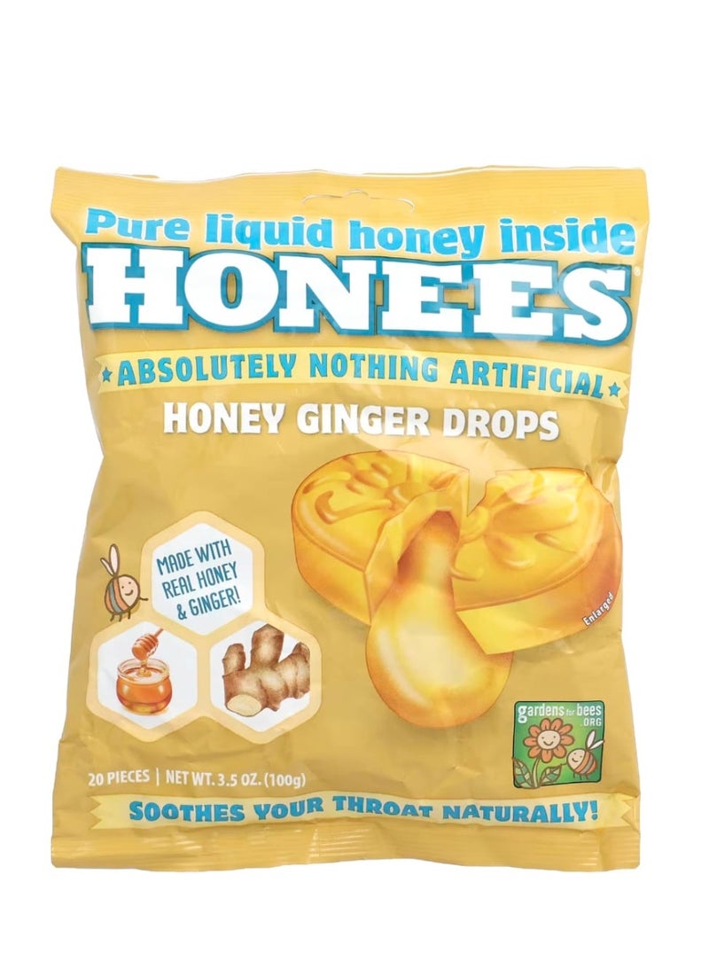 Honees Honey Ginger Drops 20 Pieces 3.5 oz (100 g) - Image 1