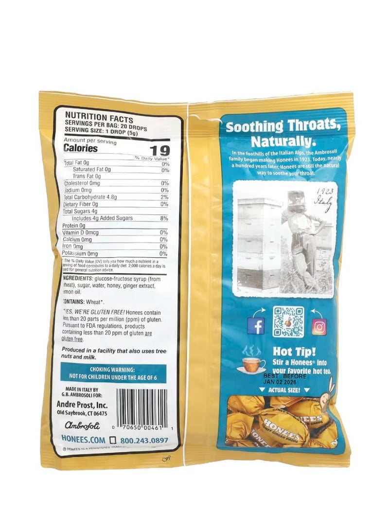 Honees Honey Ginger Drops 20 Pieces 3.5 oz (100 g) - Image 2