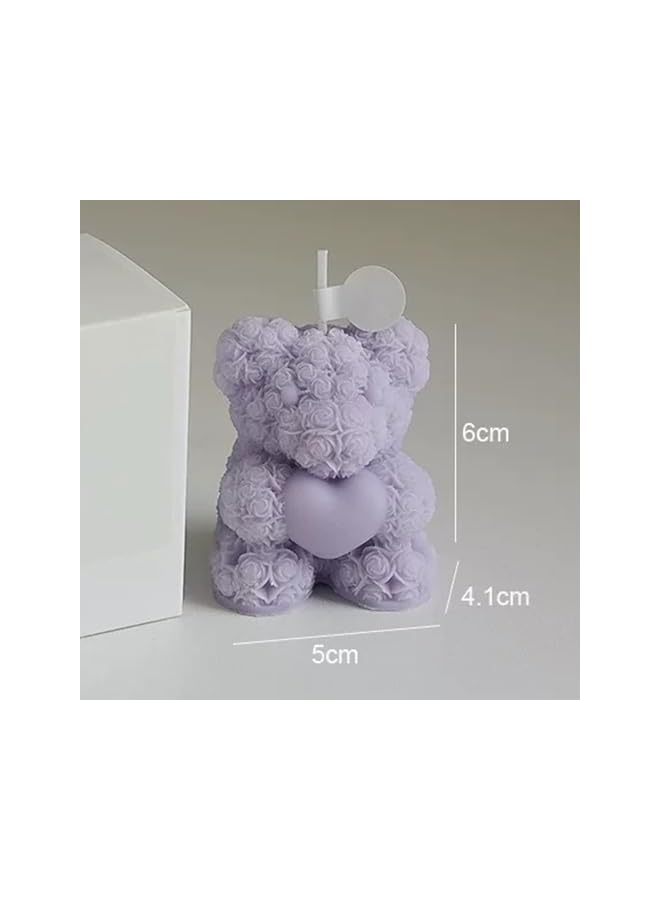S-TOP Cartoon Bear Candle Bear Shape, Home Decoration Mold, Aromatherapy Candle, Birthday, Valentine's Day Gift, Decorative Aesthetics, Bedroom, Bathroom Fragrance, 1 Purple+1 Pink, 1 Set of 2 - Image 3