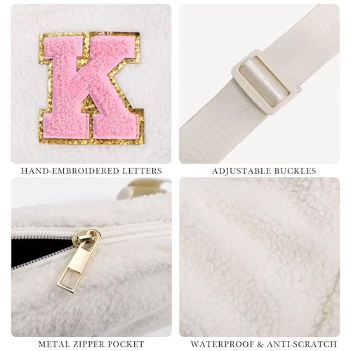 YOOLIFE Gifts for Teen Girls, Birthday Gifts for Girls Women Daughter Sister Friends Mom, Initial Crossbody Bag Belt Bag Fanny Pack, White A - Image 4