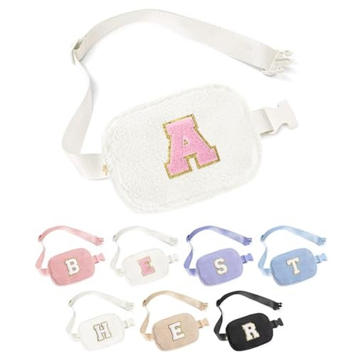 YOOLIFE Gifts for Teen Girls, Birthday Gifts for Girls Women Daughter Sister Friends Mom, Initial Crossbody Bag Belt Bag Fanny Pack, White A - Image 1