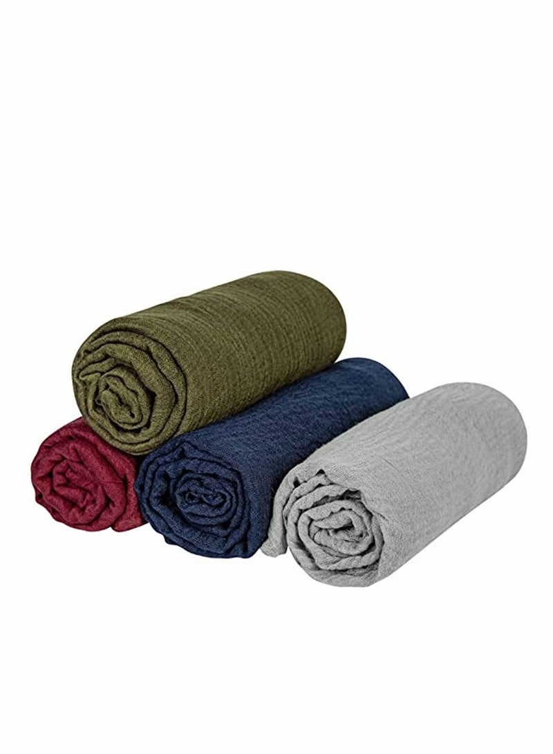 KASTWAVE Scarfs for Women, 4 Pieces Soft Keep Warm Scarf Shawl Lightweight Long Fashion Wraps for All Season Cotton and Linen Monochrome Turban Scarf (Green, Gray, Red, Navy Blue) - Image 2