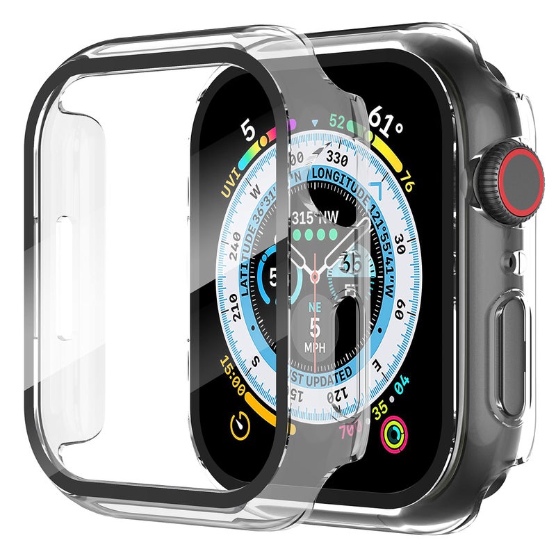 Diruite Suoman 2-Pack for Apple Watch 44mm Screen Protector Case,for iWatch Series 6/5/4/Series SE/SE 2/SE 3 44mm Protection Cover All-Around Tempered Glass Screen Protector Case Ultra-Thin - Clear - Image 1