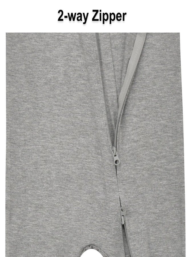 Aablexema Baby Romper Bamboo Rayon Short Sleeve Footless Pajamas 2 Way Zipper Summer Sleeper Jumpsuit Outfits(Black & Grey,18-24m) - Image 5