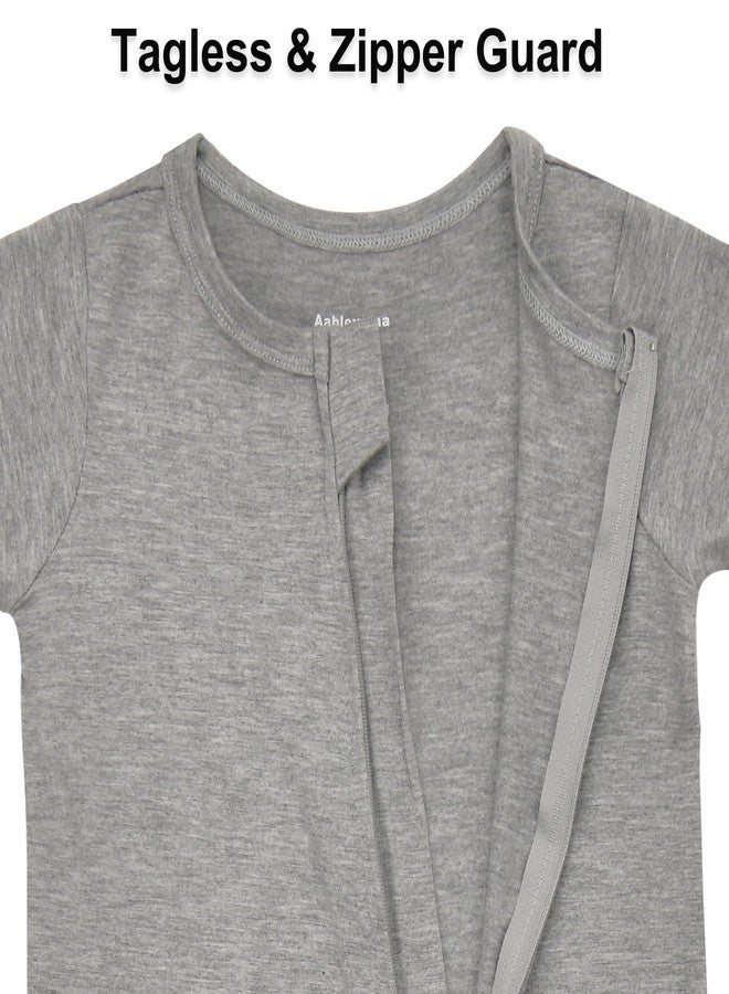 Aablexema Baby Romper Bamboo Rayon Short Sleeve Footless Pajamas 2 Way Zipper Summer Sleeper Jumpsuit Outfits(Black & Grey,18-24m) - Image 4