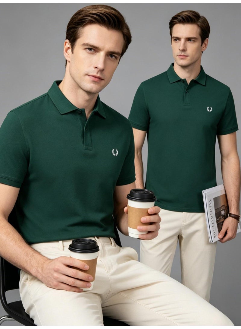 فريد بيري FRED PERRYPolo shirt for men and women summer solid color beaded cotton lapel short sleeve business commuter Joker shirt - Image 1