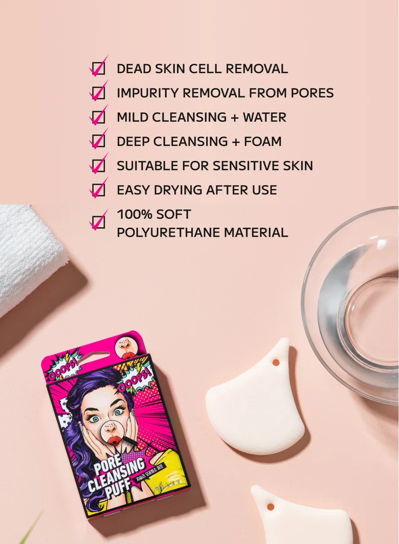 GSLEY Pore Cleansing Puff Korean Beauty Face Wash - Pore Cleansing Gentle Exfoliating Dead Skin Removal Foam for Sensitice Skin & All Skin Type