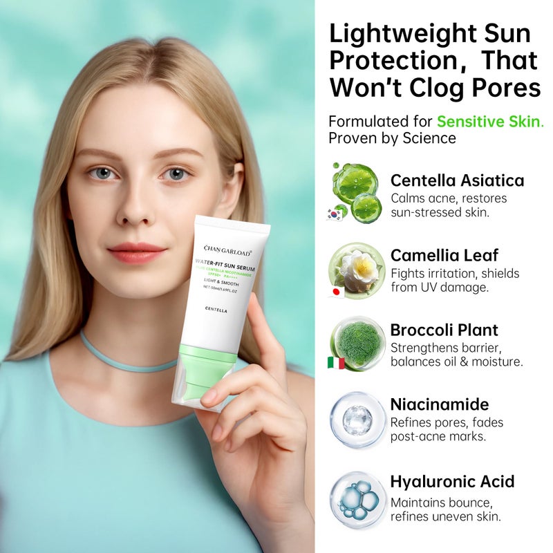 CHANGARLOAD Korean Sunscreen for Face & Body â€“ SPF 50+ Madagascar Centella Mineral Sunblock, Tinted Moisturizer with Hyaluronic Acid & Niacinamide, Lightweight, Hydrating & No White Cast, 50ml - Image 4
