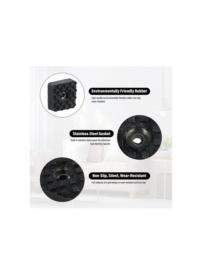 12Pcs Rubber Furniture Feet Pads – Anti-Slip Chair Leg Protectors, Floor Guards for Table, Sofa, Desk – Durable PVC Rubber Square Pads  – Black - Image 3