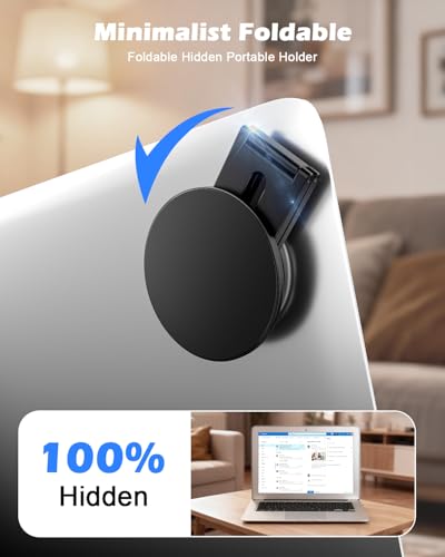 CloudValley Magnetic Phone Laptop Holder Mount, Foldable Hidden Portable Stand for iPhone 17/16/15/14/13 & All Phone, Clamp for Monitor Side, Compatible with Laptop, Desktop, Tesla Model 3/ Y, Black - Image 5