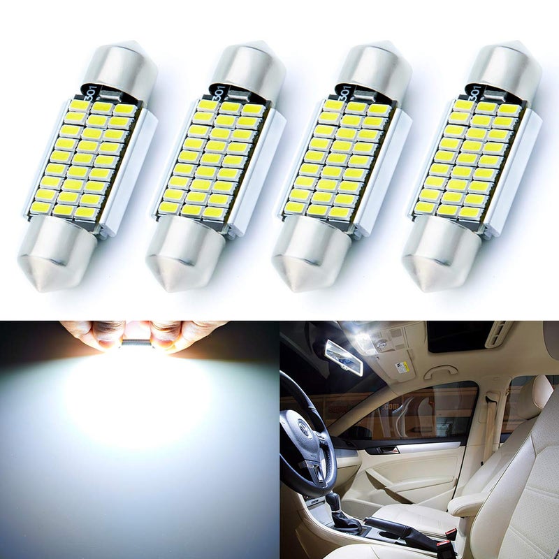 أوتوجين 4 قطع لمبات LED خالية من أخطاء CANBus 6418 6411 6461 DE3425 C5W فستون 36 مم 15 أبيض زينون 3014 27EX شريحة للإنارة الداخلية للسيارة، ضوء القبة، خريطة، باب، ضوء الترحيب، لوحة الترخيص