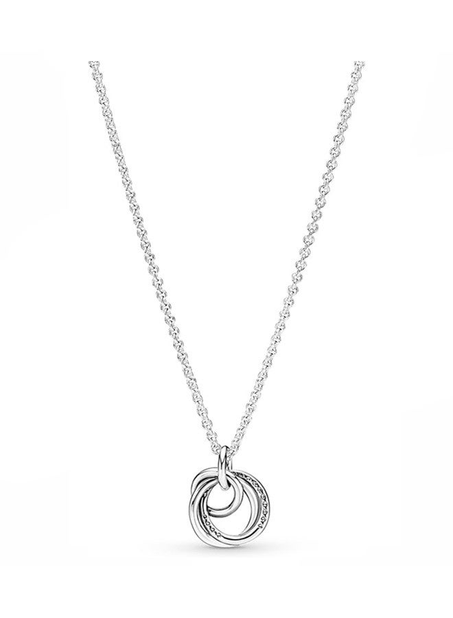Chomel Family Always Encircled Pendant Necklace - Great Gift for Women - Adjustable Necklace with Lobster Clasp - Sterling Silver & Cubic Zirconia - Image 2