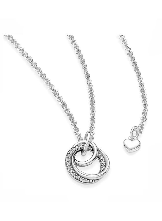 Chomel Family Always Encircled Pendant Necklace - Great Gift for Women - Adjustable Necklace with Lobster Clasp - Sterling Silver & Cubic Zirconia - Image 3
