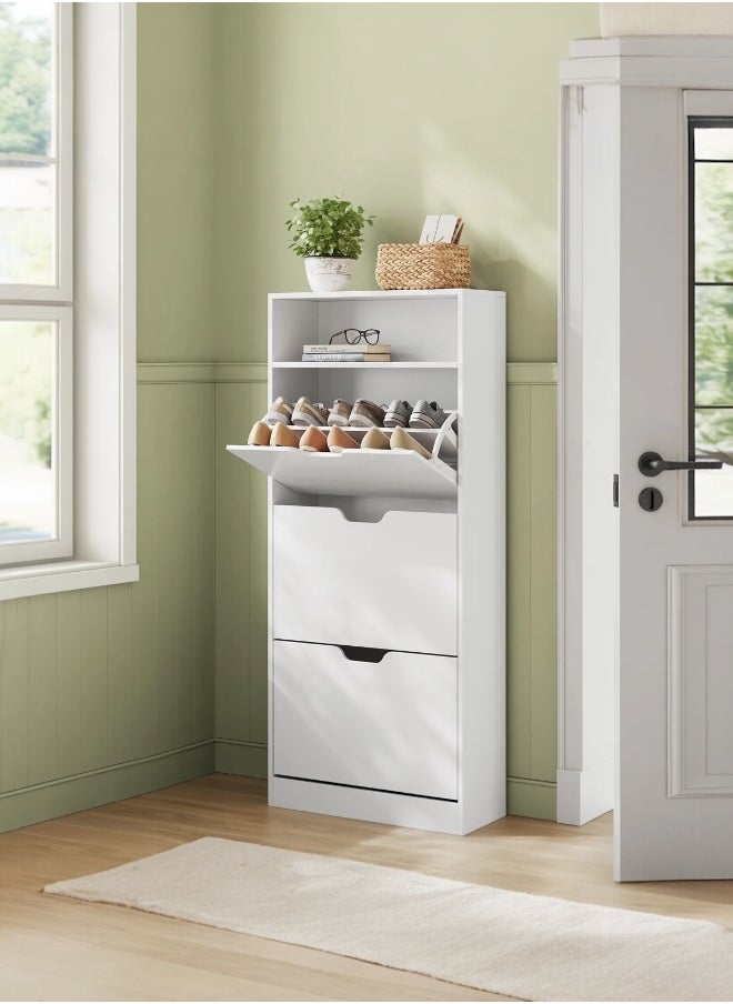 woodx White Tilt-Out Shoe Cabinet with Shelves  - Image 3