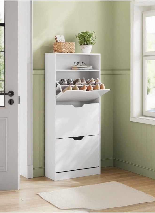 woodx White Tilt-Out Shoe Cabinet with Shelves  - Image 2