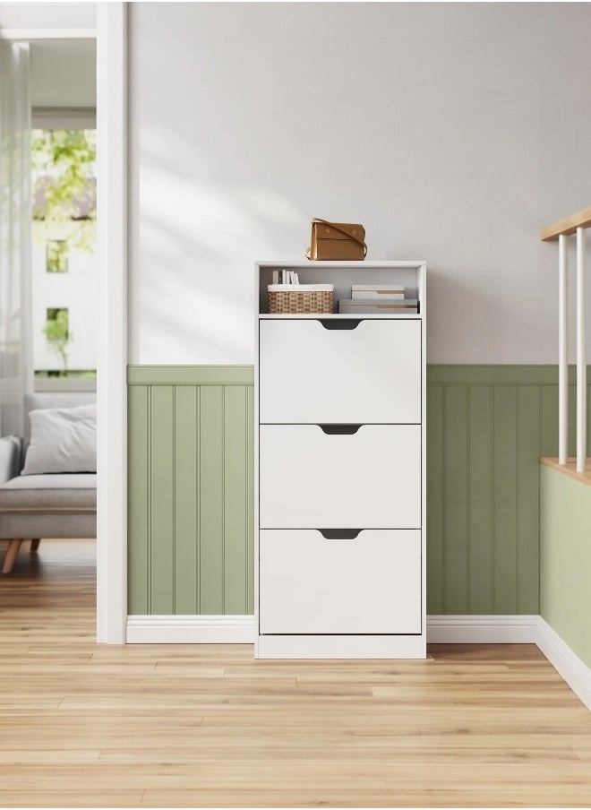 woodx White Tilt-Out Shoe Cabinet with Shelves  - Image 1