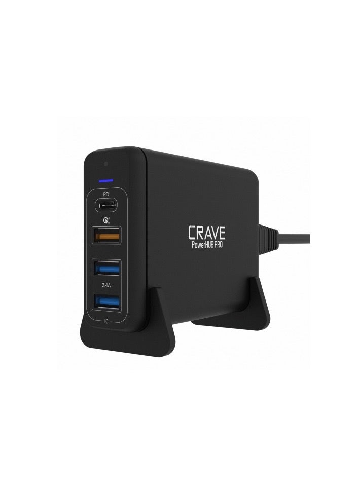 Crave PowerHUB PRO 75W Desktop Charging Hub – 1x USB-C PD, 1x QC 3.0, 2x USB-A – Multi-Device Fast Charger - Image 1