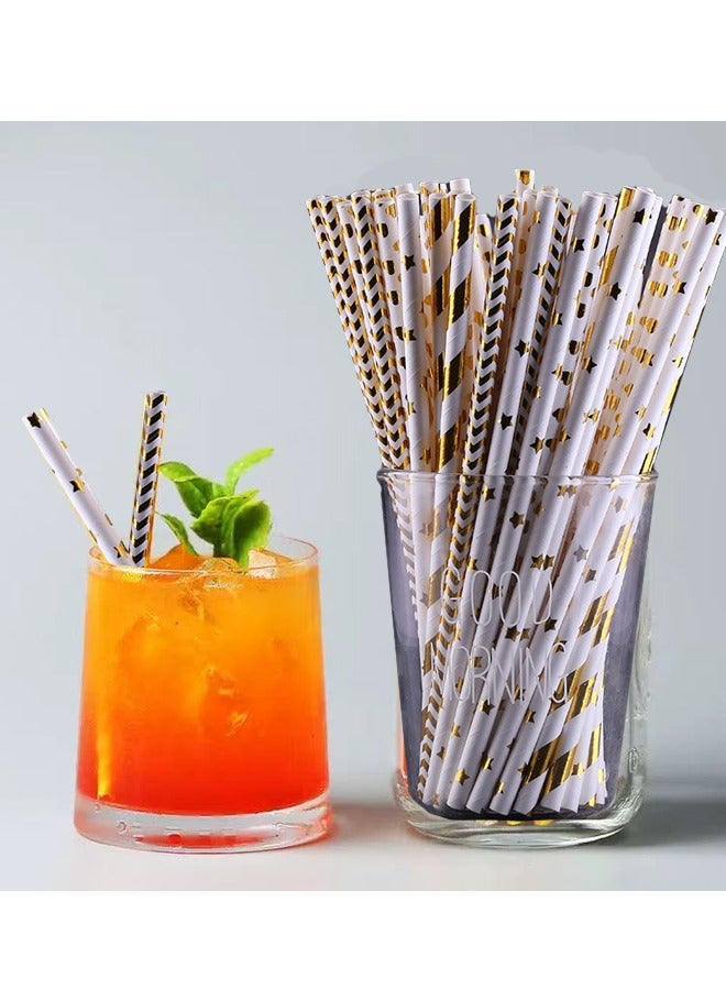 100PCS Disposable Biodegradable Paper Straws, Coloured Paper Straws, Suitable For Everyday Use, Party Supplies, Birthday Celebrations And Festive Occasions (Pink And Gold Mix) - Image 3
