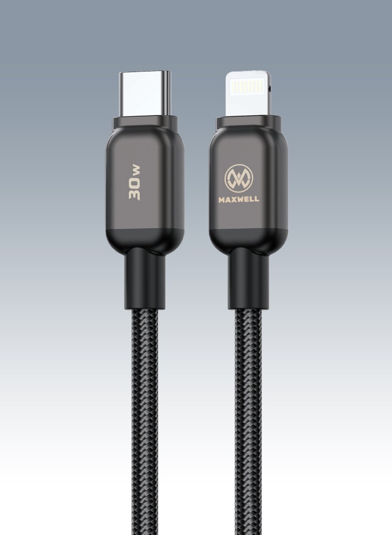 Maxwell Electronics Maxwell Thunder Line Series Fast Charging Cable USB-C Compatible with Lightning 30W Compatible with iPhone 14 Pro Max, 14 Plus, iPhone 13 Pro Max, 13 Pro etc. - Image 1