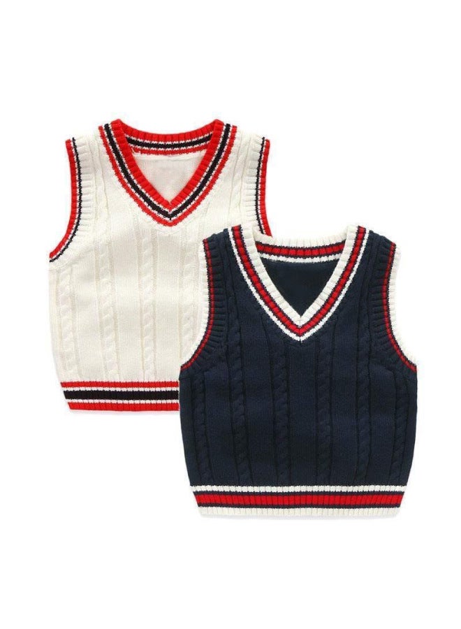 S Clothing Size Selection, Color Selection, Boys' Sweaters, Vests, Autumn 's Combed Cotton Sleeveless Vests, College Trend, 's Clothing - Image 3